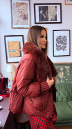 Milano Kürk Detaylı Bordo Mont