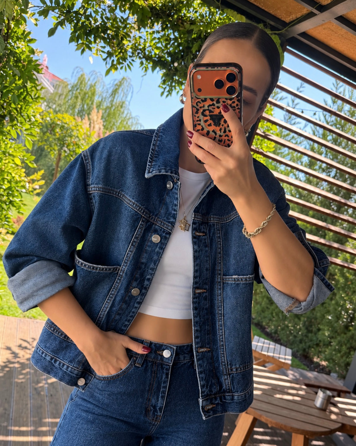 Ceketli Denim Takım