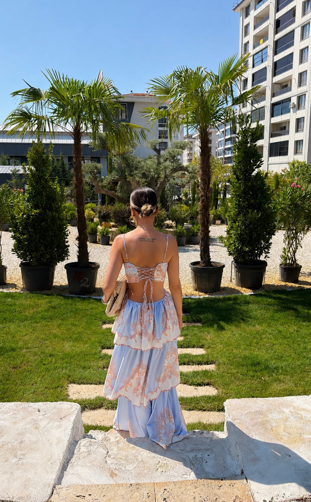 Alessa Sırt Bağlamalı Maxi Elbise