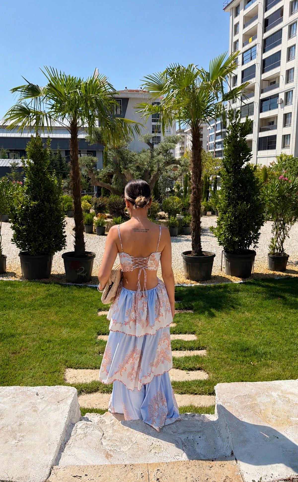 Alessa Sırt Bağlamalı Maxi Elbise